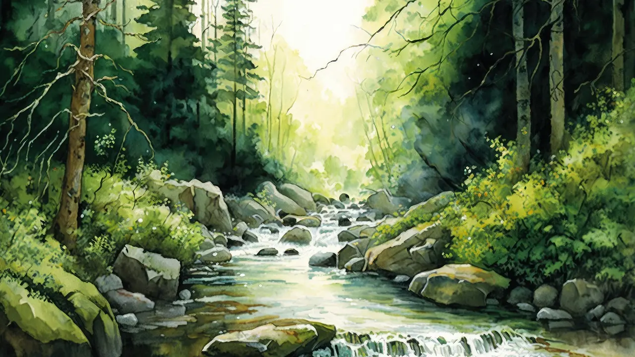 Pintura de água corrente